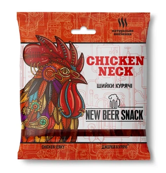 Шейки куриные сырокопчёные "Chicken neck" 100 г, закуски под пиво, мясной деликатес