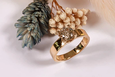 Кольцо с шипами с муссанитом 1ct 14.5 K-0311