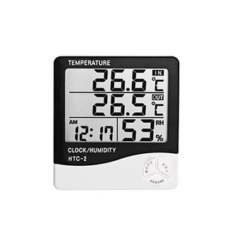 Цифровой термометр гигрометр HTC-2 -50~70C ЖК 3.8" с внешним датчиком White (358221)