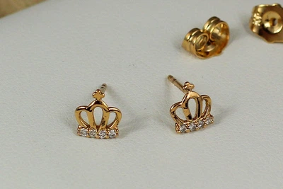 Серьги гвоздики Xuping Jewelry корона 7 мм золотистые