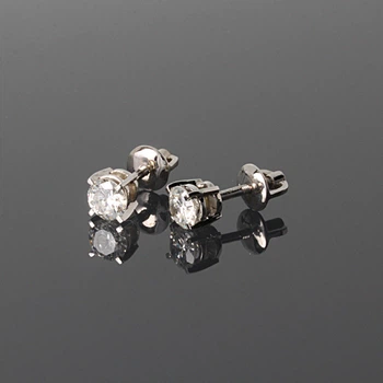 Серьги гвоздики из белого золота с фианитами S-0018