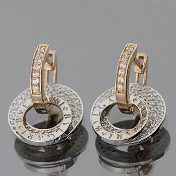 Серьги из красного и белого золота с фианитами S-0029