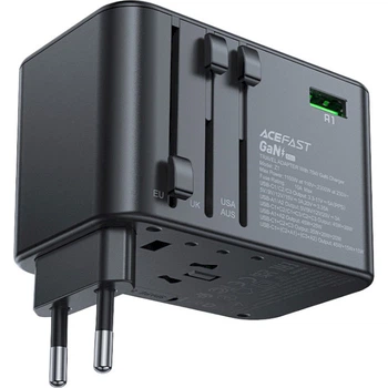 Зарядний пристрій Acefast Z1 5xUSB 75W GaN 3xUSB-C 2xUSB-A PD Black (6974316282495)