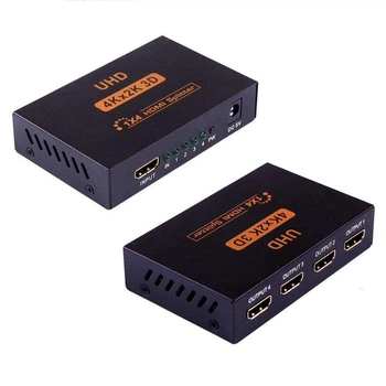 Розгалужувач 1080P 4K HDTV активний HDMI Splitter 1 to 4 чорний сплітер