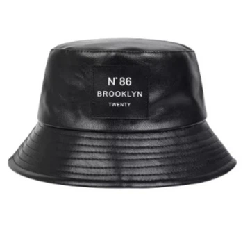 Панама зимова з еко шкіри Brooklyn One Size чорна