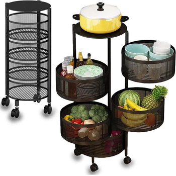 Этажерка на колесах Stenson Sphere 5 ярусов 33х89 см (R93517BK)
