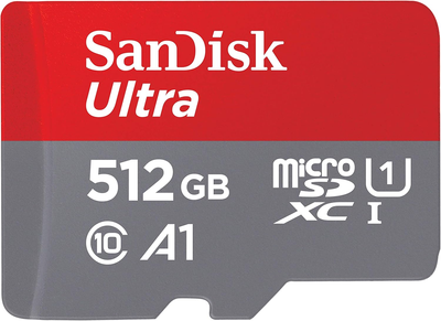 Карта памяти microSD 512Gb SanDisk Ultra A1 class 10 + SD адаптер (SDSQUAC-512G-GN6MN)