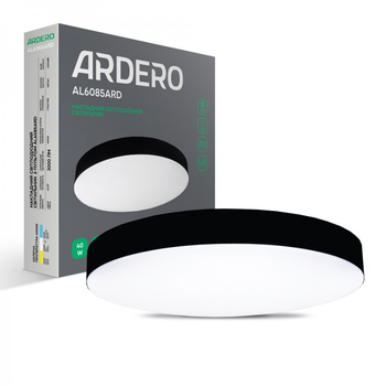 LED світильник Ardero AL6085 ARD 40W NOVA 3000Lm 4000K круглий чорний (люстра без пульта) Ø378×62мм