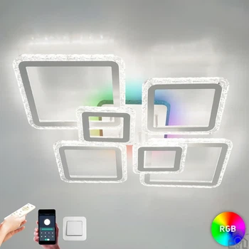 Управляемая светодиодная люстра OVAL ICE RGB 120W 7S белая WHITE/CLEAR Esllse с пультом и приложением APP