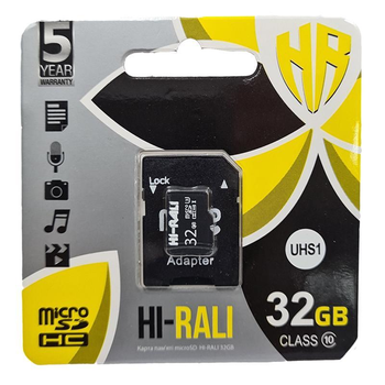 Карта памяти micro-SDHC32Gb Hi-Rali Class10 + адаптер SD (53680)