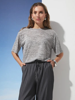 Футболка женская оверсайз летняя из кулира прямого кроя Seventeen 2XL-3XL Серая 2277.6367