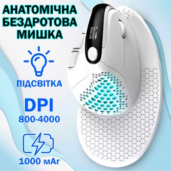 Мышка Беспроводная Delux M618 XSD Seeker Bluetooth Анатомическая Вертикальная Эргономичная для ПК ноутбука Белая