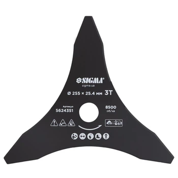 Ніж для тримера SIGMA Ø255×25.4мм 3Т загострений (5624351)