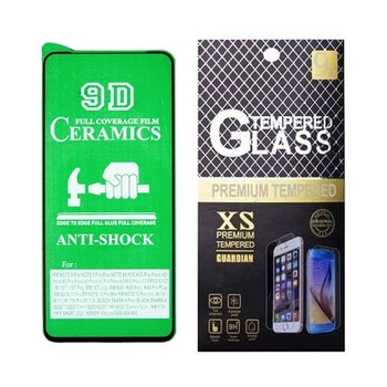 Противоударная защитная пленка Ceramics 9D для Xiaomi Redmi Note 13 4G с черной рамкой, глянцевая