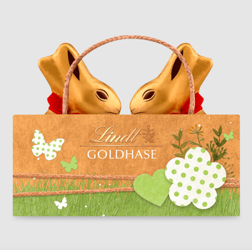 Подарочный набор шоколадных зайчат Lindt Молочный шоколад 100г.