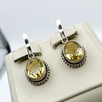 Сережки серебряные с топазом 8,7 г