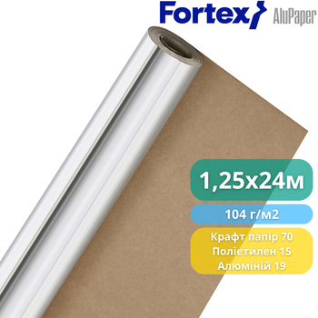 Пароізоляційний тепловідбивний папір Fortex AluPaper 1,25 x 24 м, 30 м2, 104 г/м2