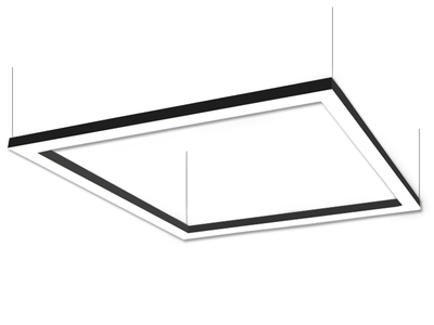 Светильник подвесной светодиодный, потолочный Квадра квадрат 110-240V 136W 17300lm 6000k 1000*1000, черный корпус, драйвер снаружи LEDUA