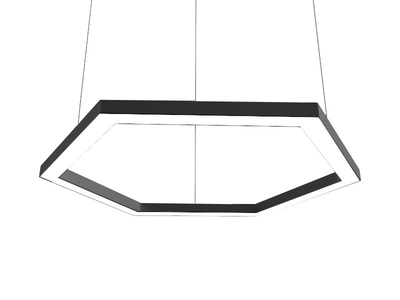Светильник светодиодный подвесной, потолочный Шестиугольник 220V 108W 13000Lm 6000k 500*6 драйвер снаружи черный LEDUA