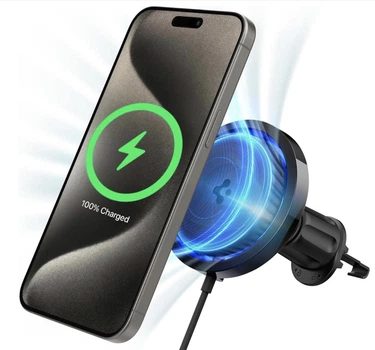 Автомобильный держатель с беспроводной зарядкой Spigen OneTap Pro 3 Cryomax MagSafe Car Mount AirVent Hook