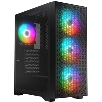 Игровой корпус Midi-Tower с ARGB подсветкой, 4 вентиляторами 120 мм, черный, формат ATX