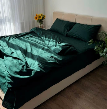 Пододеяльник LavSon Washed Cotton Вареный хлопок King Size 240х220 Изумрудный