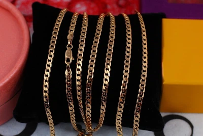 Цепь Xuping Jewelry панцирное плетение с квадратными звеньями 60 см 3 мм золотистая