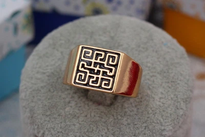 Печатка Xuping Jewelry р 22 квадратная лабиринт золотистая