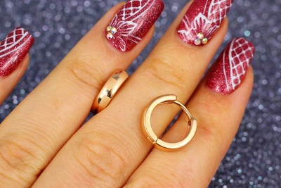 Сережки Xuping Jewelry кільця з крокреневими прямокутниками 1,4 см золотисті