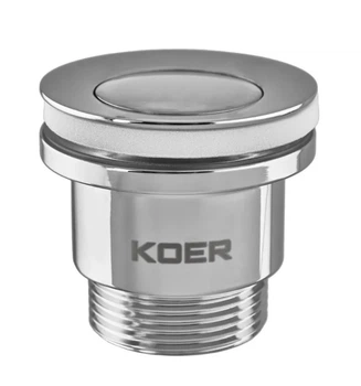 Донний клапан для умивальника Koer PW-02-01 1 1/4'' (кнопка) (Колір хром) (KR3399)