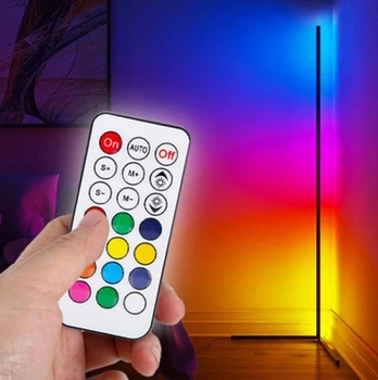 Угловой напольный торшер черный с пультом LED RGB светодиодный 120 см минималистичный ночник светильник (RGB120)