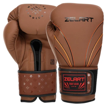 Перчатки боксерские кожаные Zelart Fight Gear 3843 размер 10 унций Brown