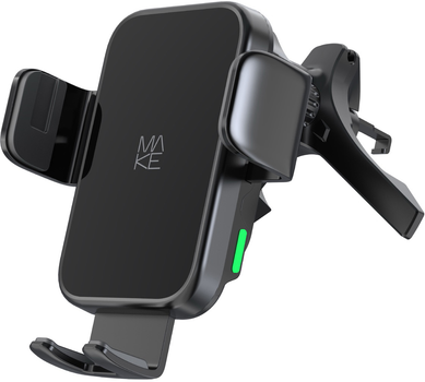 Автодержатель для телефона MAKE Power Holder PH1 15W с беспроводной зарядкой Black (MQI-103BK)