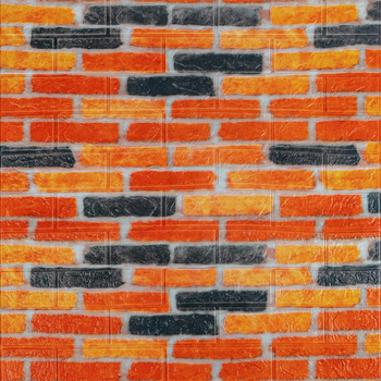 3D панель самоклеящаяся StickerWall под кирпич екатеринославский 770х700х3 мм оранжевая
