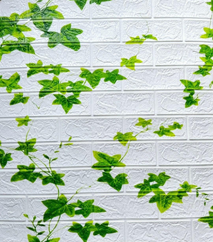 3D панель самоклеюча StickerWall декоративна 770х700х3 мм біла з плющем