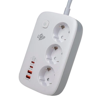Мережевий фільтр LogicPower F65WG4 2xUSB 2xUSB Type-C 2м