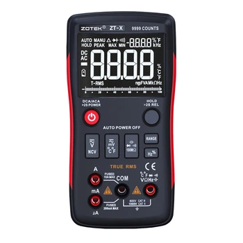 Цифровой Мультиметр ZOTEK ZT-X True RMS с автоматическим выбором диапазонов (800mV-1000V; 800mА-10A; 100Ом-100МОм; 10нФ-10мФ; 100Гц-5Мгц; проверка диодов, измерение температуры (-20...1000 С)) (2255757)