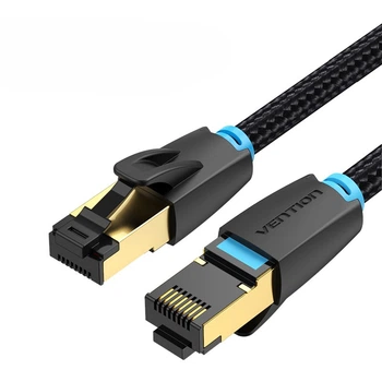 Патч корд Vention 3м в оплетке, сетевой кабель 40 Гбит\с Ethernet RJ45 Cat 8 Black (IKGBI)