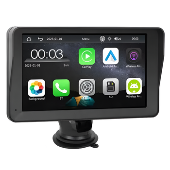 Автомобильный монитор с Apple CarPlay и Android Auto Podofo A3688 7", сенсорный дисплей, Wi-Fi, Bluetooth, FM, поддержка камеры заднего вида
