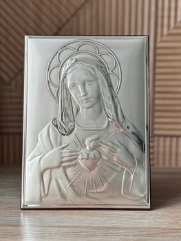 Серебряная икона Сердце Марии (код С790 B2887) 19*26,5 см