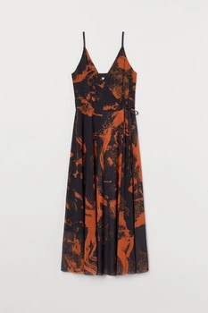 Платье H&M XS черно оранжевый 2403916031