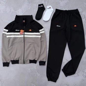 Спортивний чоловічий костюм Ellesse (кофта-штани-шкарпетки) L Сіро-чорний (CP-67)