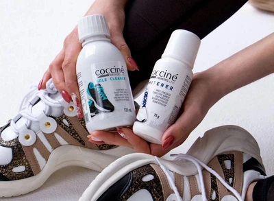 Набір для догляду за білим взуттям очисник Coccine sneakers sole cleaner 125мл + біла крем паста для взуття Coccine Whitener 75 гр