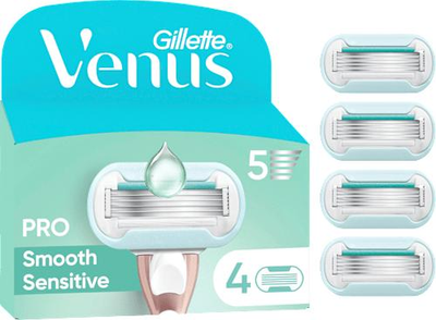 Змінні картриджі для гоління (леза касети) жіночі Gillette Venus Deluxe Extra Pro Smooth Sensitive касети 4 шт