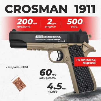 Пневматический пистолет Crosman Colt 1911 KIT (NOT CO2) с пулями