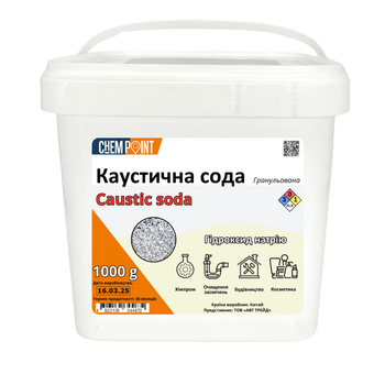 Сода каустическая (гранулированная) 1 кг в ведре