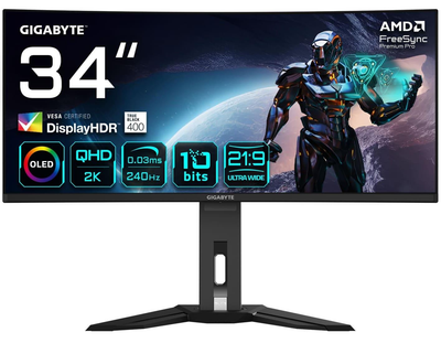 Монітор 34" Gigabyte AORUS MO34WQC2 Curved UWQHD OLED 240Hz (MO34WQC2)