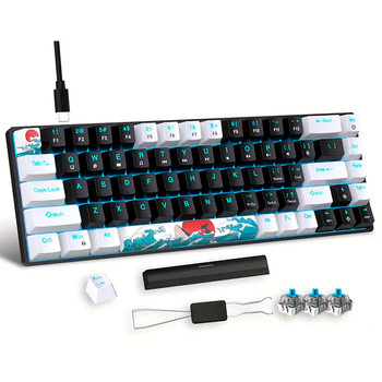 Клавіатура механічна HXSJ Wave / MX Blue / Type-C / 60%