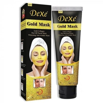 Антивозврастная золотая маска для лица с биозолотом и коллагеном Dexe Gold Mask