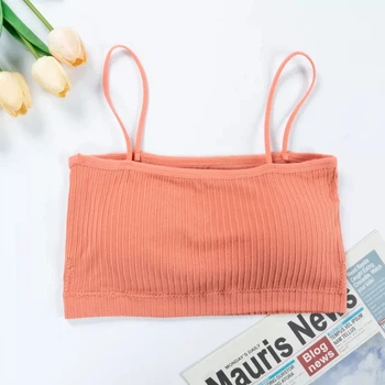 Женский прямой топ бандо с бретелями оранжевый One Size 1216_14-97